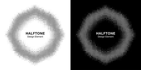 Wall Mural - halftone square frame abstract circle dots logo emblem design element for medical, treatment, cosmet