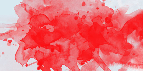 Aufkleber - Artistic abstract watercolor splatter background in vibrant red and white design