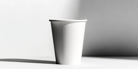 Poster - Minimalistic White Paper Cup Mockup in Studio Lighting for Modern Design Elements and Backgrounds