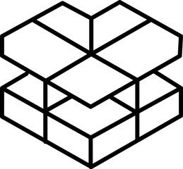 Poster - This shows geometric pattern composed of interlocking hexagons, creating three dimensional effect. design is simple and modern, often used in graphic design and architecture