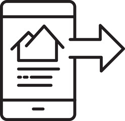 Poster - Simple black and white icon depicts smartphone with arrow pointing to right, symbolizing image sharing or file transfer. design is minimalistic and clear