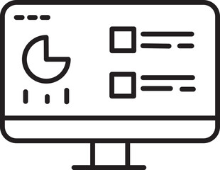 Poster - Computer monitor displays simple line art interface with pie chart and checklist, representing data analysis and task management. minimalist design emphasizes clarity and functionality