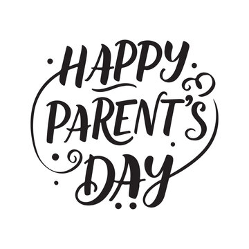 Happy Parents Day poster. Vector. happy parent's day text in black and white graphic