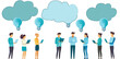 © TM Gallery - Innovative teamwork is depicted this illustration, showcasing diverse individuals engaged collaboration with laptops and lightbulbs symbolizing ideas. scene conveys creativity and communication