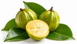 Fresh garcinia atroviridis fruit isolated white background