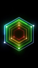 Poster - Video overlay glowing hexagonal grid on black background for blockchain biotech and futuristic concept