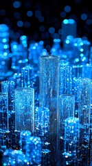 Poster - Abstract luminous crystal structures creating an intriguing and futuristic cityscape