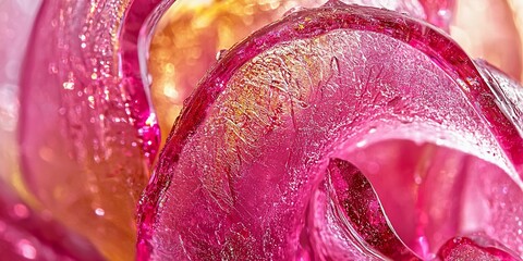 Poster - Abstract crystalline formation in shades of pink and amber close-up