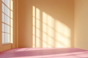 Poster - Bright Sunshine Casting Artistic Shadows in an Empty Room, Highlighting Light and Spatial Qualities