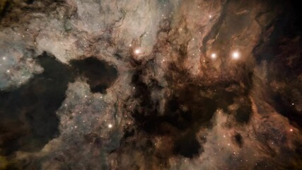 Wall Mural - Cosmic journey through galaxy outer space and colorful nebula with star clusters. Endless loop.