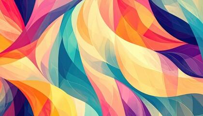 Poster - Colorful abstract wave patterns digital art vibrant graphics creative studio environment aesthetic viewpoint