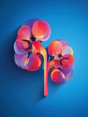 Poster - Graphic of a Kidney Design on a Vibrant Blue Gradient Background With Space for a Slogan, Showcasing a Modern and Clean Aesthetic