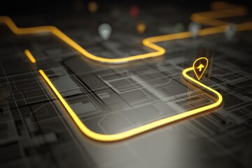 Leinwandbilder - Animated Map Route Guides to Destination Ending at Glowing Doorstep Icon in a Clean Design