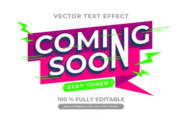 Wall Mural - COMING SOON text effect graphic design with magenta banner green accents and white lettering