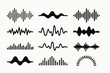 © Oleksandr - Set of black sound waveforms and equalizer bars on white background