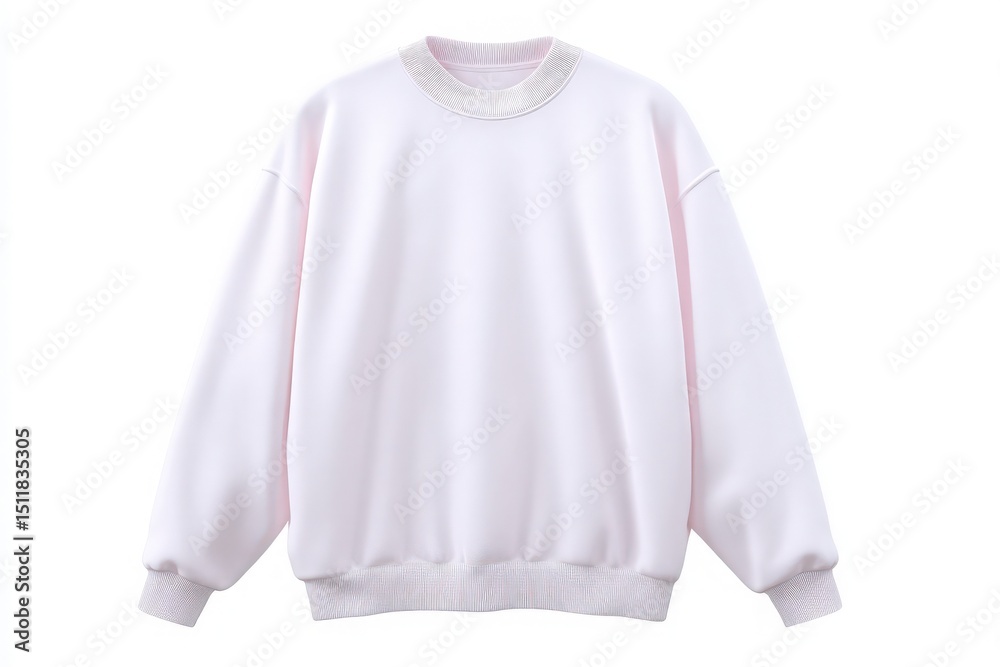 The design features an oversized white sweatshirt with a crew neckline and dropped shoulders. Its simple and clean style highlights the versatility for casual wear in any setting.
