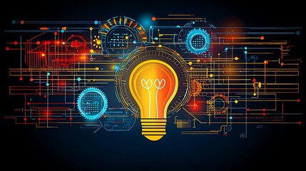 Poster -  Innovative lightbulb design showcase digital art abstract technology concept futuristic environment