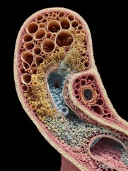 Poster - Detailed 3D Cross-Section of Nephron Structure Highlighting Functional Zones and Structural Integrity