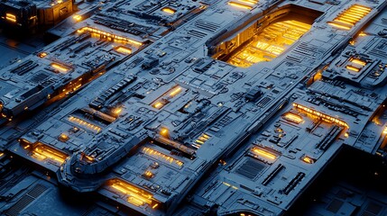 Poster - futuristic technology: detailed macro view of complex cybernetic infrastructure