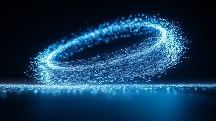 Leinwandbilder -  Dynamic swirling blue light particles digital space animation dark background abstract view energy concept
