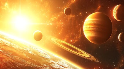 Poster -  Exploring cosmic wonders planets orbiting the sun in a stunning space environmen