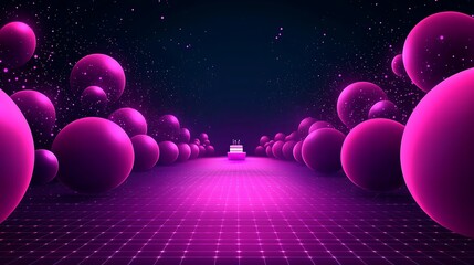 Poster - Vibrant digital art event featuring abstract spheres in a futuristic setting enchanting environment eye-level viewpoint

