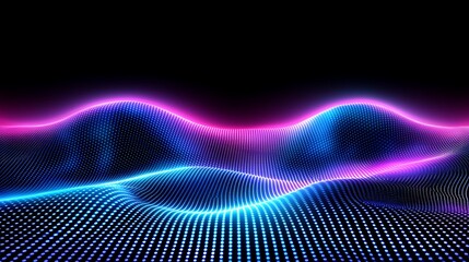 Poster -  Dynamic colorful waves of light digital art abstract visualization dark background artistic perspective modern concept
