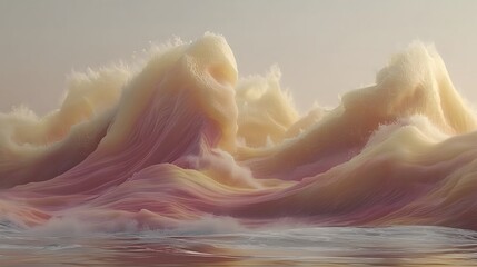 Poster - Dynamic ocean waves serene beach digital art calm atmosphere aerial view nature's beauty concept
