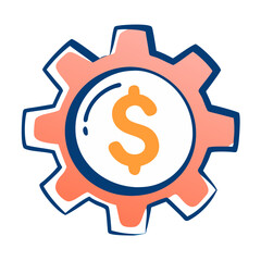 Poster - Gear with dollar sign, financial mechanism icon, for business branding