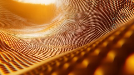Fototapete - Golden honeycomb structure with a flowing abstract pattern and gentle curves