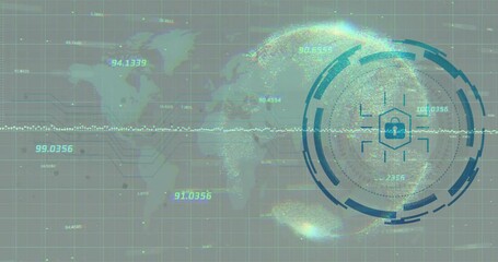 Poster - On startup holographic globe emerging right, expanding rotating ring showing secure global data