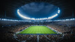 © Gorodenkoff - Night Drone Flight Circles Soccer Stadium During Major Event. Football Tournament, Cup Broadcast. Sport Channel Network Television Screen Content