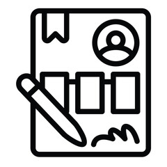 Poster - Candidate paper line icon, design recruitment concept. Vector graphics. Recommendation letter with signature and pen sign on white background, style mobile or design.