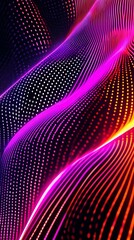 Fototapete - Vibrant luminous dot matrix waves creating dynamic, surreal digital art