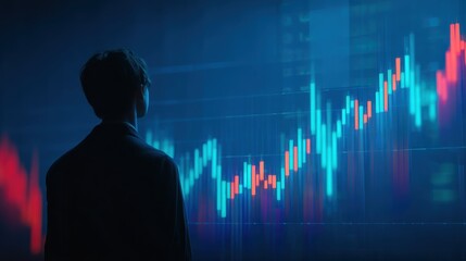 Poster - A person analyzing a vibrant stock market chart, representing investment and financial growth.