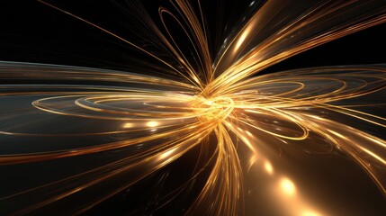 Poster - Abstract light swirl illustration creating a mesmerizing visual effect in vibrant golden tones and smooth curves.