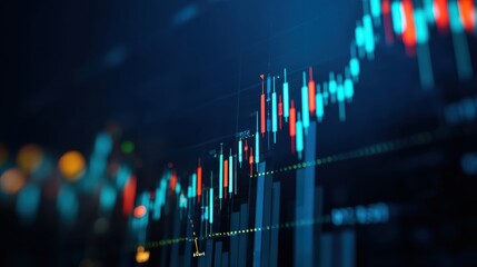 Poster - An abstract representation of stock market trends with vibrant colors and dynamic patterns, symbolizing financial growth.