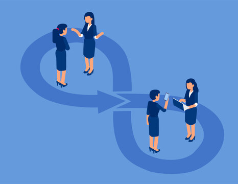 Infinity business marketing. Continuous Cycle Illustration isometric