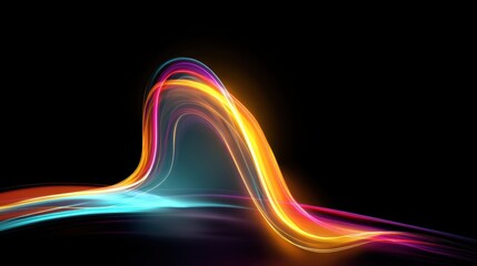 Poster - Vibrant abstract light wave design with colorful swirls against a dark background, perfect for modern digital projects.
