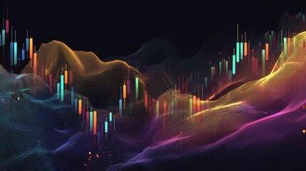 Poster - Vibrant abstract graph with colorful fluctuations representing data trends and market insights.