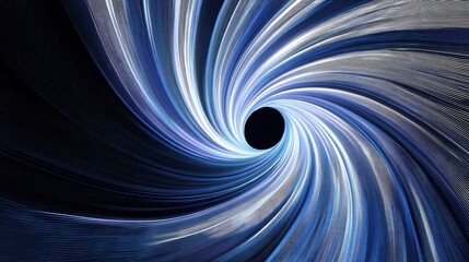 Poster - A mesmerizing abstract image of a swirling vortex, showcasing blue hues and dark depths, representing cosmic phenomena.