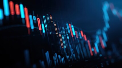Poster - Dynamic stock market graph visualization with vibrant colors representing fluctuations and trends in financial data.