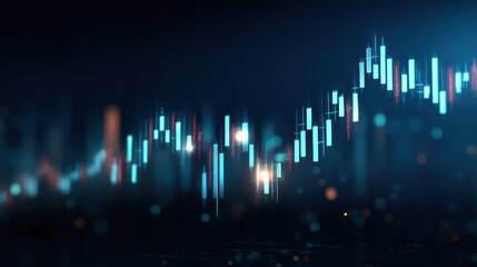 Poster - Stock market graph illustrating financial growth with vibrant lines and visual elements representing data analysis.