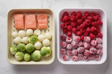 Poster - Comparison of Shelf Life Between Fresh and Frozen Fruits and Vegetables in Clean Layout for Easy Reference