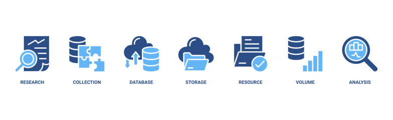 Big data banner web icon vector illustration concept with icon of research, collection, database, storage, resources, volume and analysis 