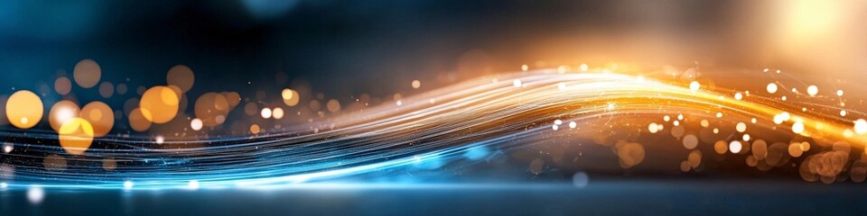 Poster - Abstract Light Trail: A captivating abstract composition of luminous light trails and bokeh, weaving a story of dynamic energy and visual harmony.