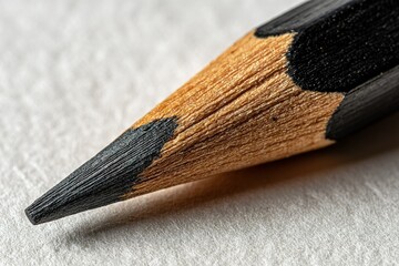 Poster - Close-up view of a sharpened pencil on textured paper showcasing intricate details and craftsmanship