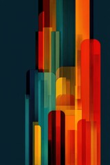 Poster - Colorful geometric abstract art with vertical layered shapes in vibrant tones