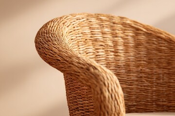 Poster - Woven chair arm detail showcasing craftsmanship and natural materials in warm light