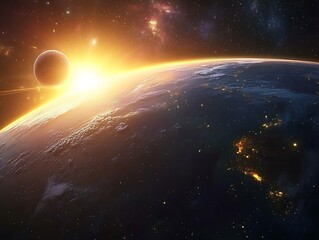 Wall Mural - A stunning view of planet earth from outer space
